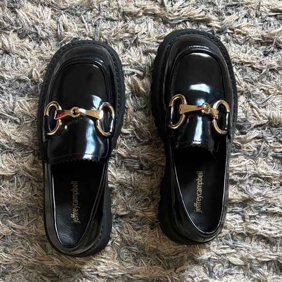 Jeffrey Campbell Shoes - Jeffrey Campbell Black Loafers with Gold Accent